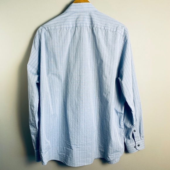 DKNY Men's Blue Rectangle Check Print Long Sleeve Button Up Shirt Size‎ XL - Picture 5 of 12